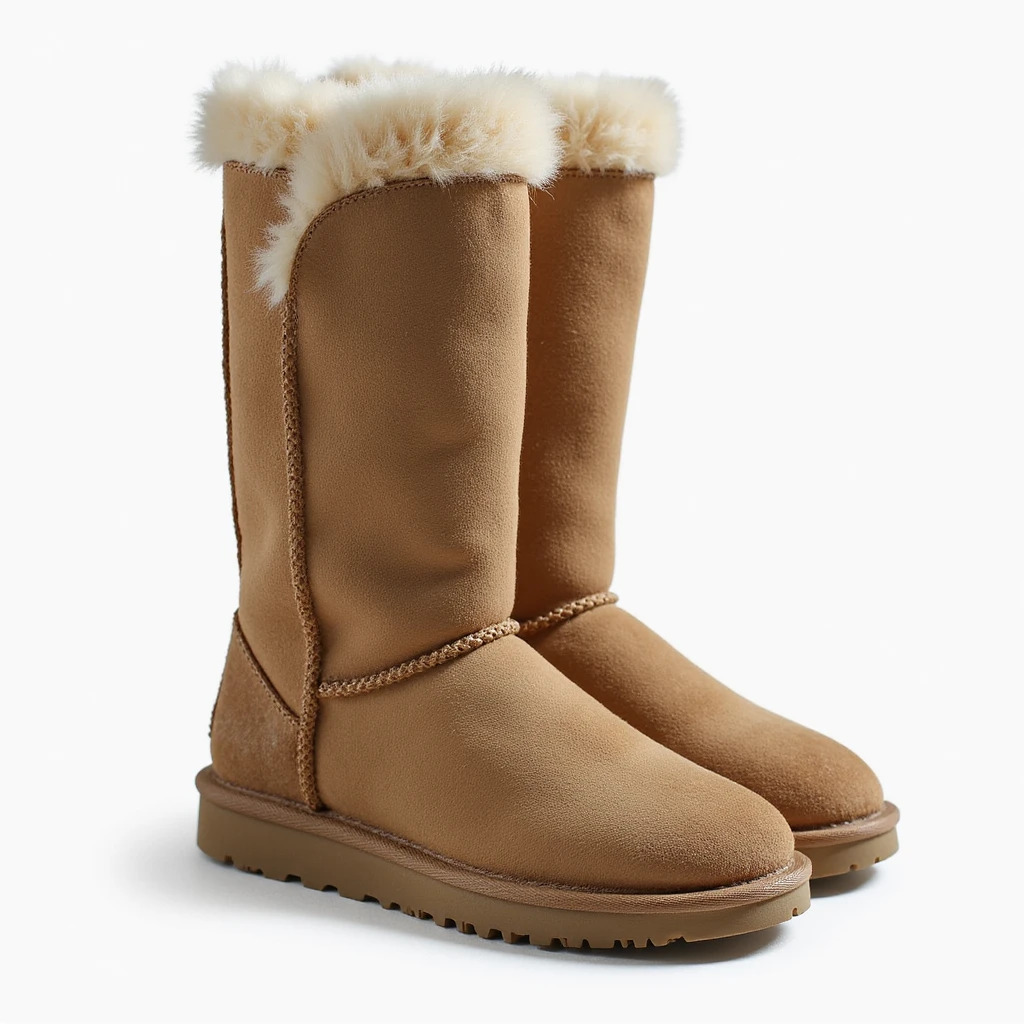 an UGG boot, realistic style, detailed texture, neutral color emoji
