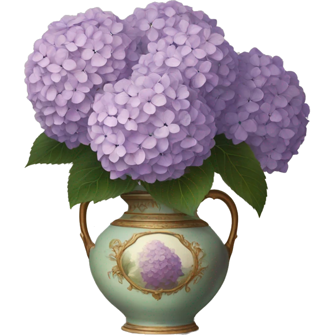 Lilac Hydrangeas in vintage vase emoji