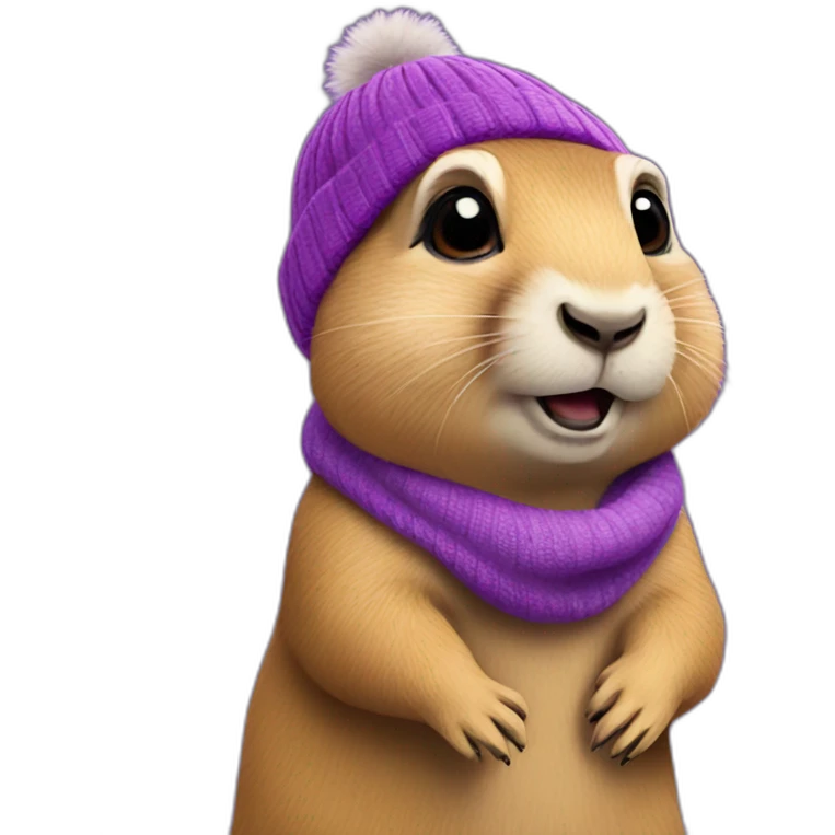 prairie dog with purple beanie just head emoji