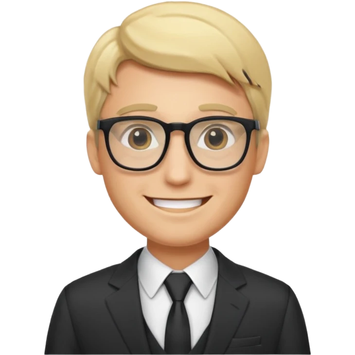 Blonde man with square glasses and suit emoji