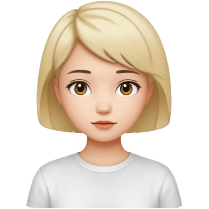 Gadis cantik, lucu, aesthetic, rambut pendek, baju putih emoji