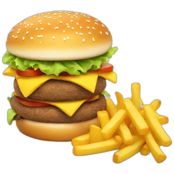 Hamburger eating fries emoji