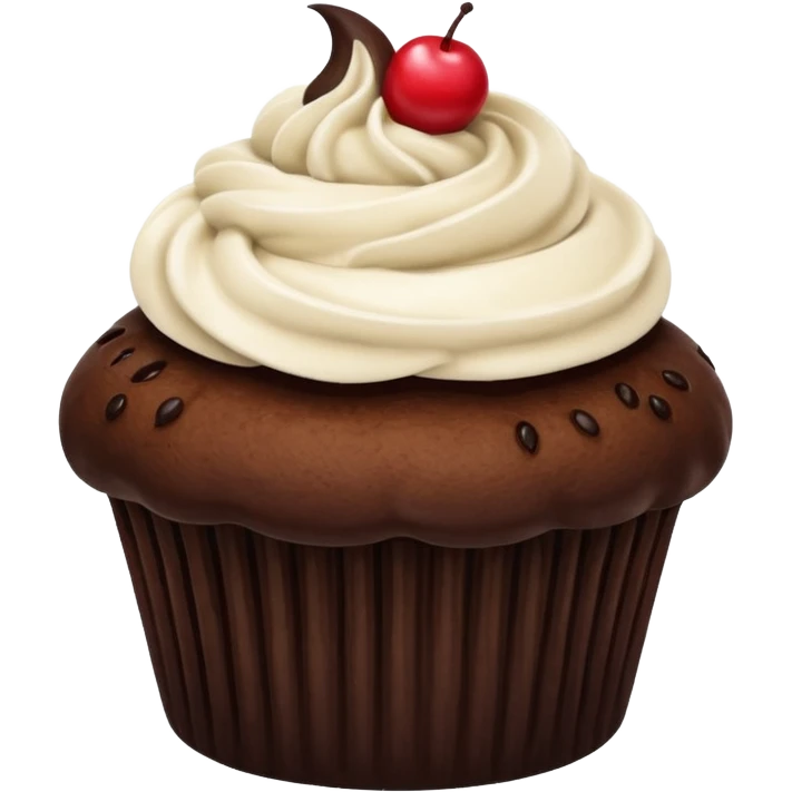 dark brown cupcake on white cream with no any deco emoji