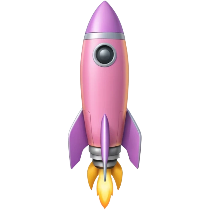 A single rocket, colored in pastel pink and yellow, glossy and smooth, cartoonish, vibrant colors, high detail, simple and cute design, isolated on white background, centered composition emoji