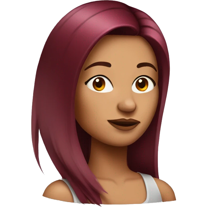 Tattooed woman with long straight burgundy hair emoji