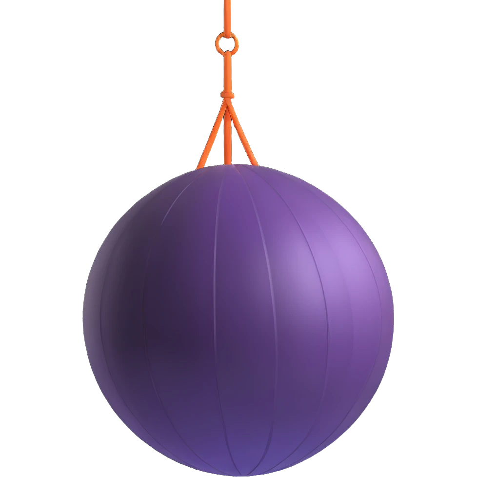 Exercise yoga ball gym equipment floating in the air, bright colors emoji