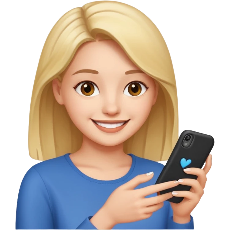 young woman scrolling on her phone @emoji emoji