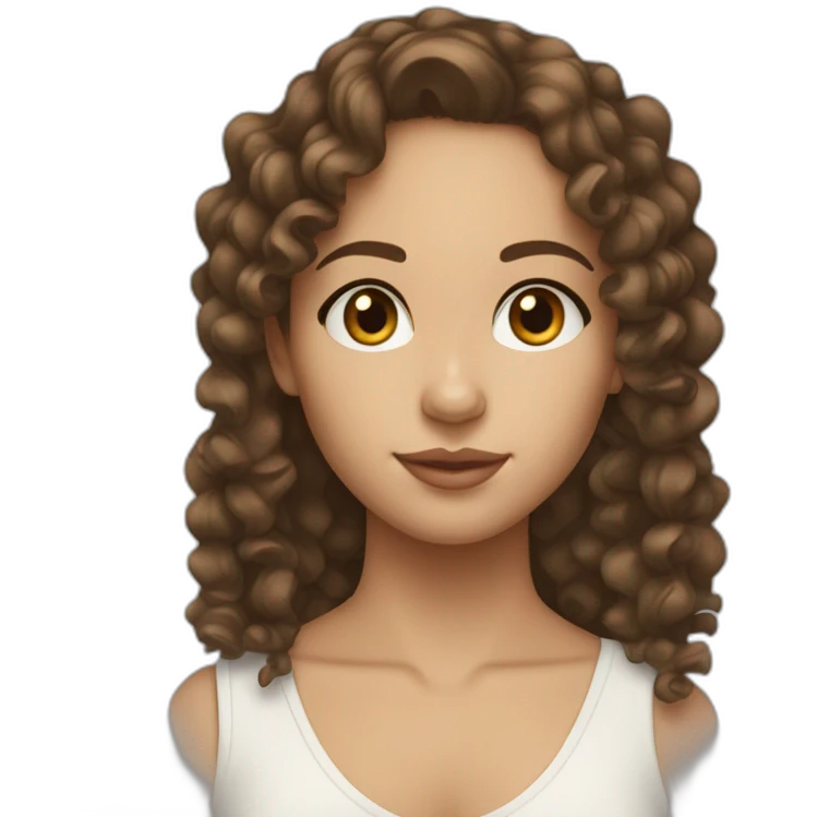 mid-twenties girl, fair skin with brunette curly hair. Similar to Alicia Keys. emoji