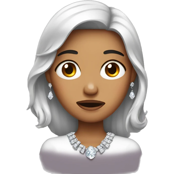Crying woman wearing diamond earrings emoji
