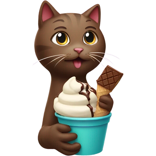 A cat eating chocolate ice cream  emoji