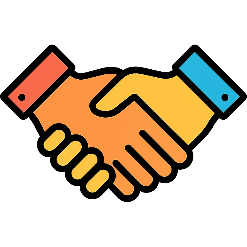 handshake icon with color and black outlines emoji