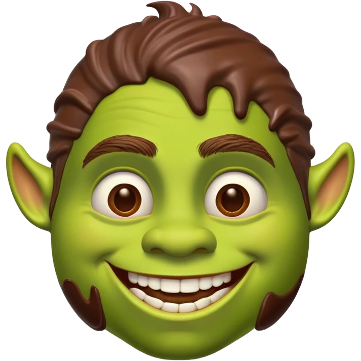 Создай эмоджи, где лицо улыбающегося Шрека и он весь в нутэле. emoji