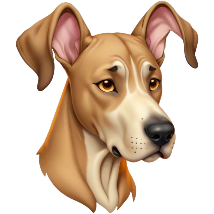 Cinematic Cute Yawning Fawn Great Dane Portrait Emoji, Head tilted slightly with a dramatic, wide-open yawn, revealing a smooth fawn coat with a refined texture, floppy ears slightly drooping, round amber eyes barely open in drowsy contentment, Simplified yet irresistibly adorable features, highly detailed, glowing with a soft, cozy glow, high shine, relaxed yet expressive, stylized with a touch of whimsy, bright and endearing, soft glowing outline, capturing the essence of a sleepy yet affectionate guardian, so drowsy it feels like it could stretch out of the screen and curl up for a nap! emoji