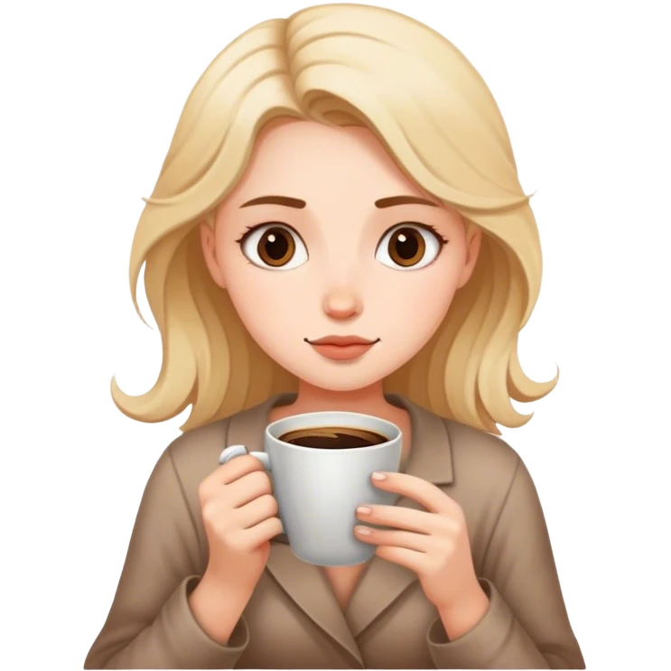 Girl drawing sleepily with coffee in hand emoji