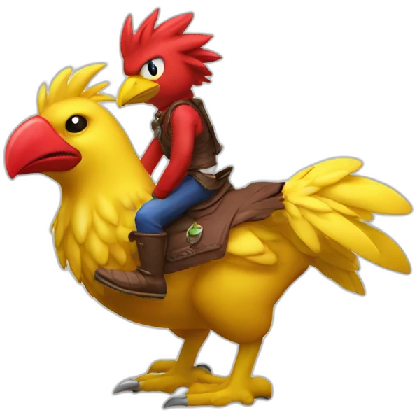 red apple riding a chocobo emoji