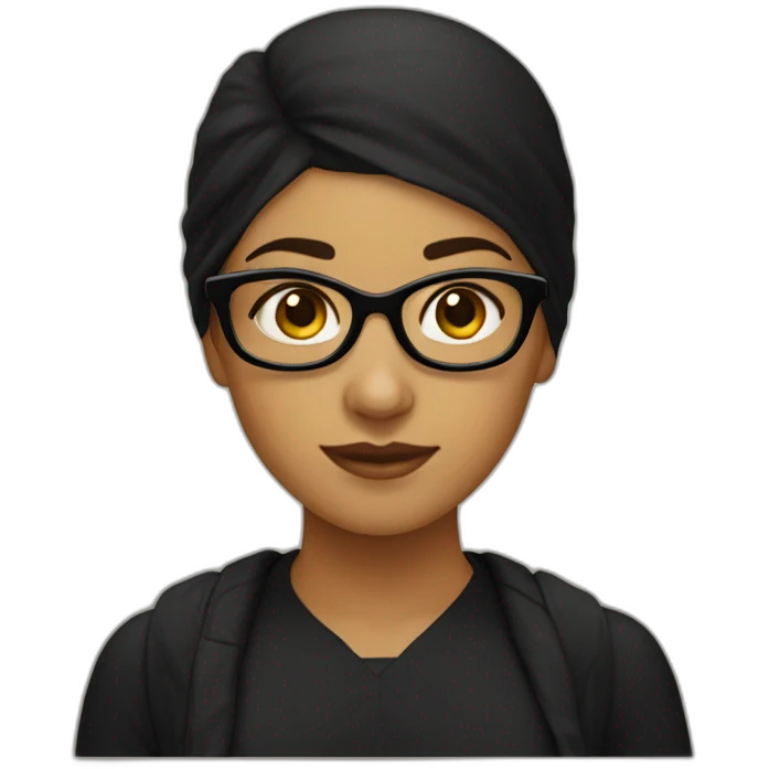 North african Nerd girl wearing black emoji