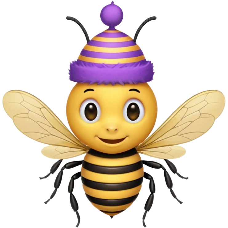 a Bee with purple Birthday Hat,  emoji