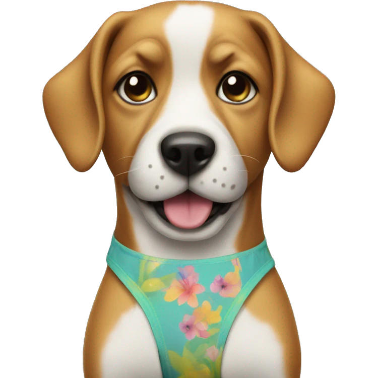 Dog wearing swimsuit emoji