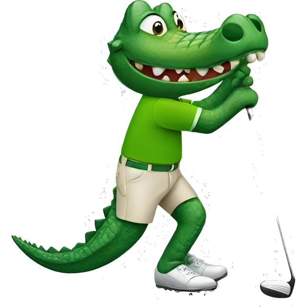 Alligator playing golf emoji
