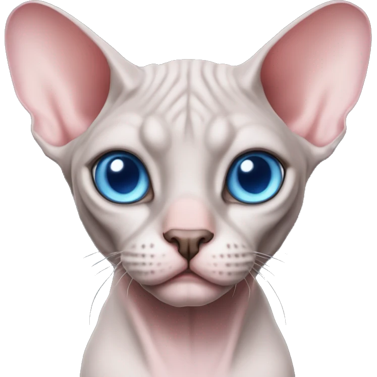 Pink sphynx cat with blue eyes with grey nose emoji