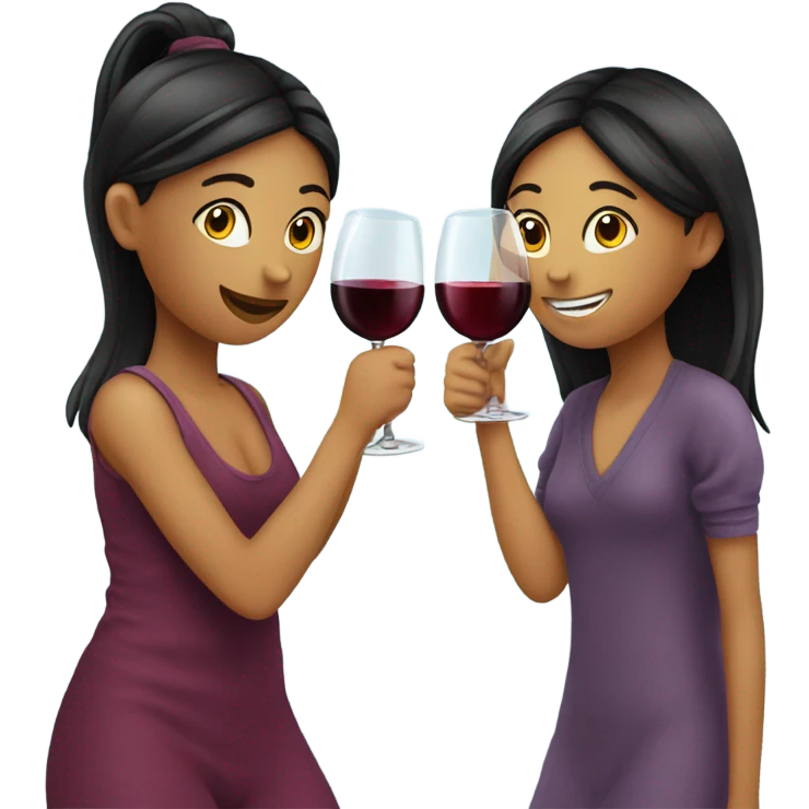 Two girls drinking wine wearing slippers ￼ emoji