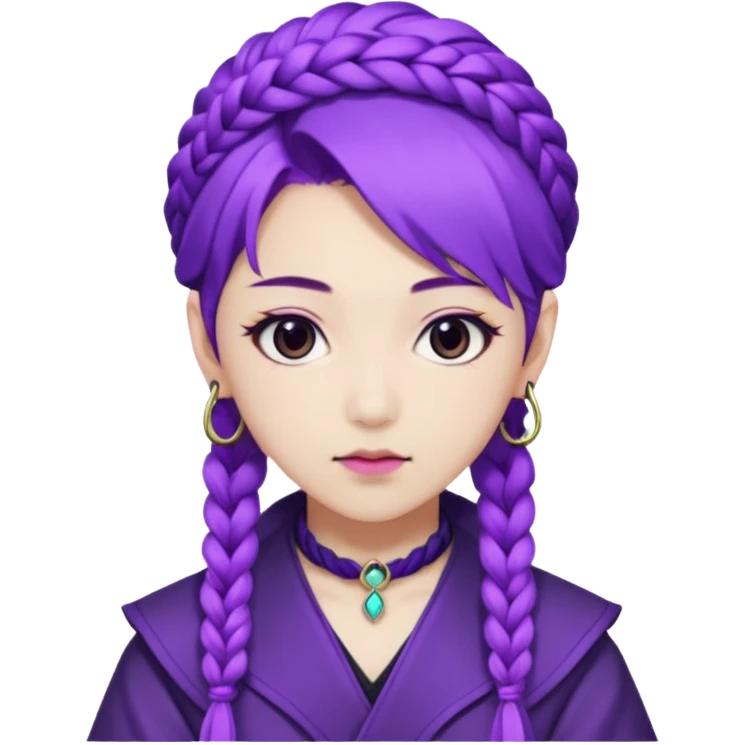 Rumi from K-pop demon hunters purple braid emoji