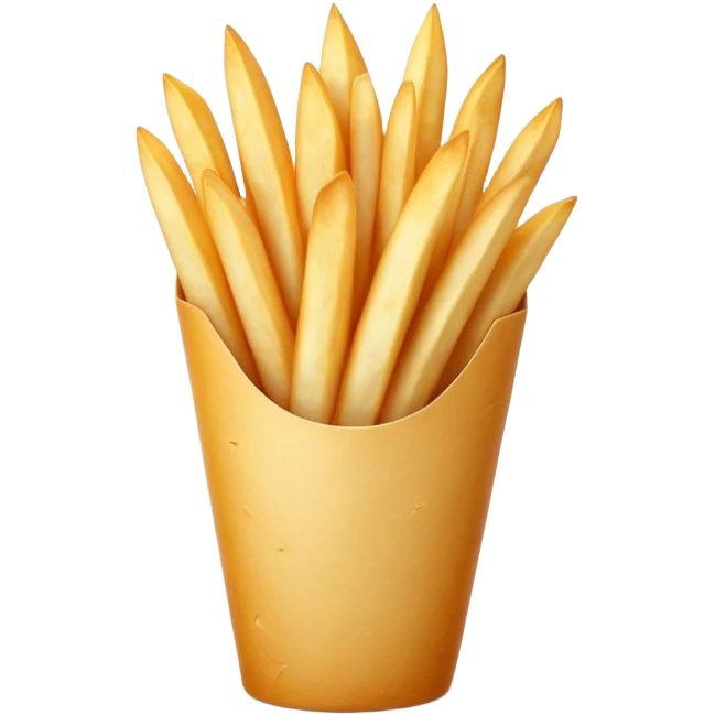 Cinematic Realistic Belgian Fries Dish Emoji, showcasing thick, crispy fries served in a paper cone rendered with detailed textures and golden, appetizing lighting. emoji