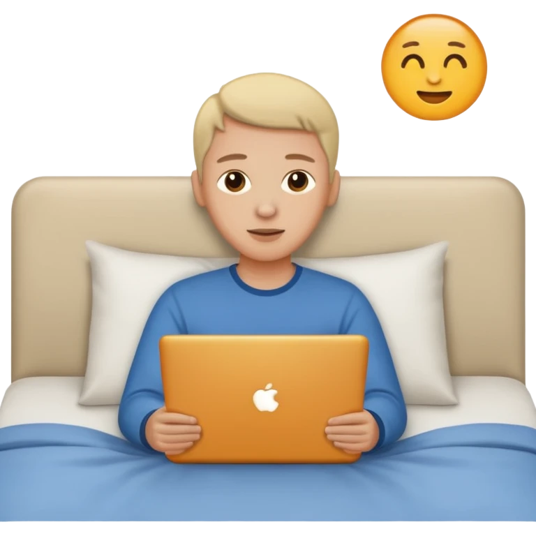 laptop working in bed emoji