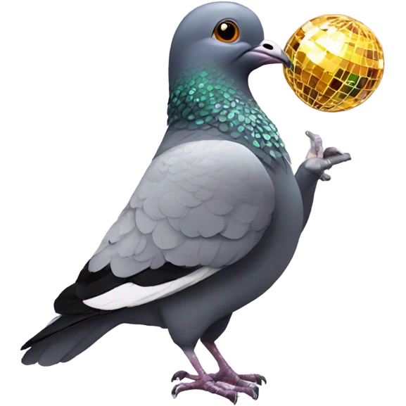 Pigeon with a disco ball  emoji
