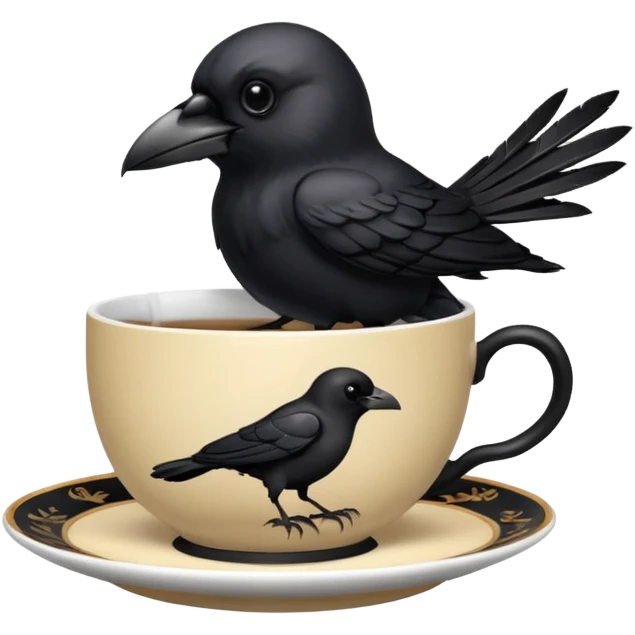 create a crow hoalding tea cup   emoji