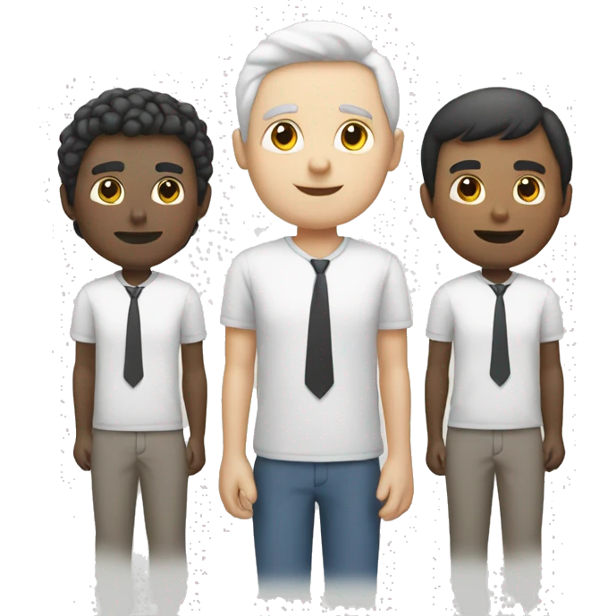 three white color male standing fronting emoji