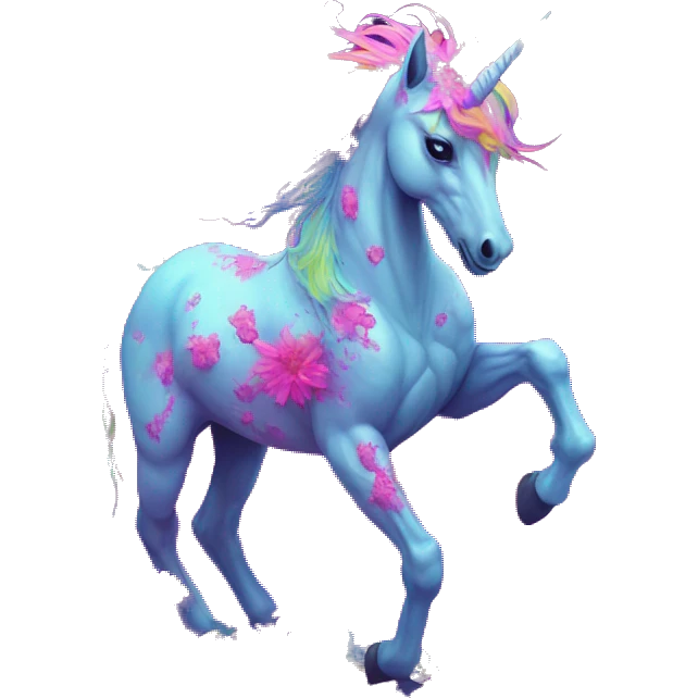 Zombie Pegasus unicorn psychedelic flowers floral groovy art neon rave raving emoji