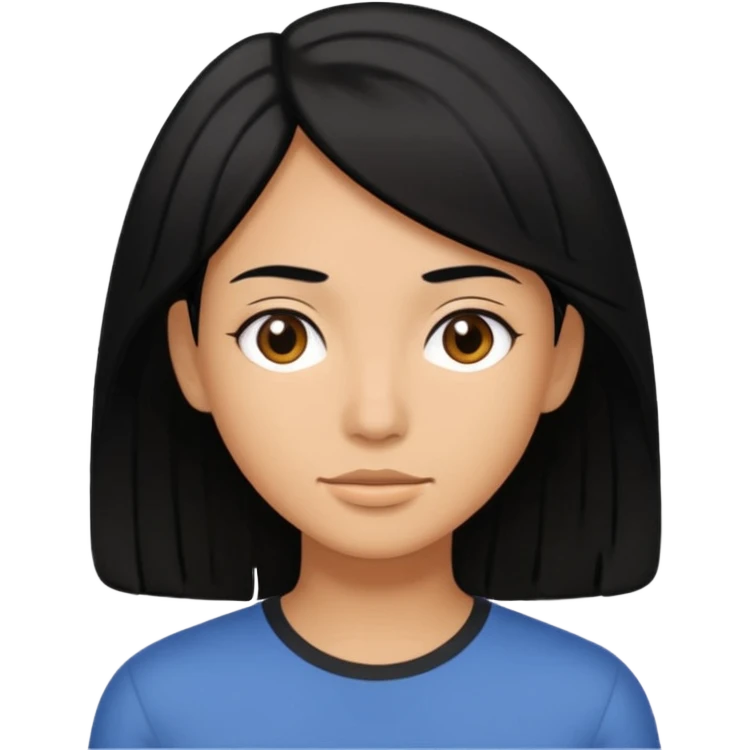 Medium hair length, black hair, tan skin emoji