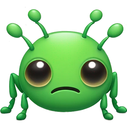 Green cute kawaii bug thinking emoji