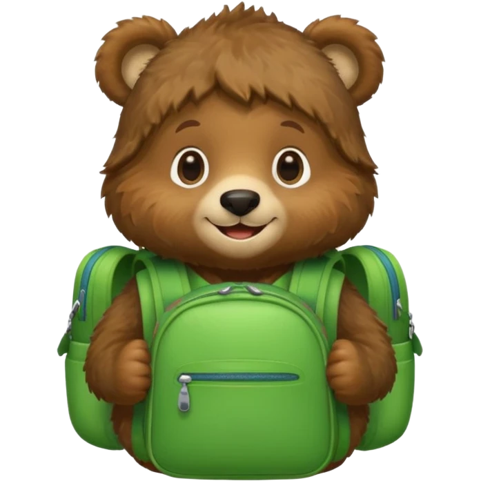 baby bear wear green backpack emoji