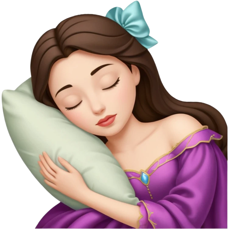 sleeping beauty brunette white girl with a silk pillow emoji