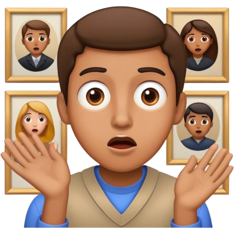 Haz un emoji de una persona sorprendida viendo arte de una manera que nunca antes la había visto emoji
