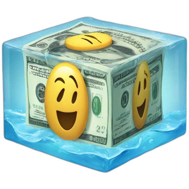 Money-in-water-frozen-cube emoji