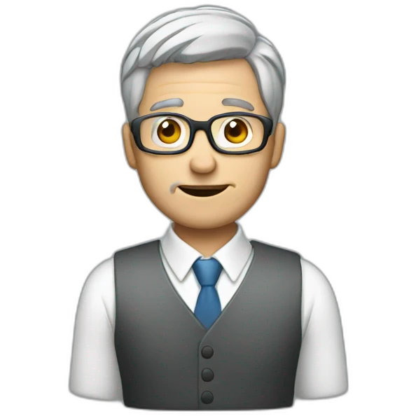 man grey hair taking professional picture with cell phone emoji