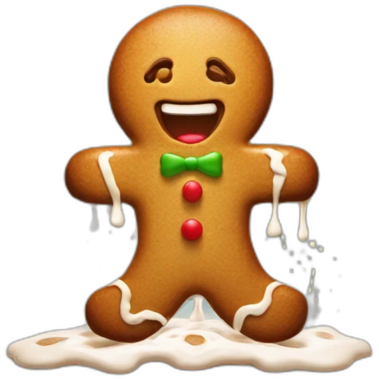Gingerbread man melting in the oven emoji