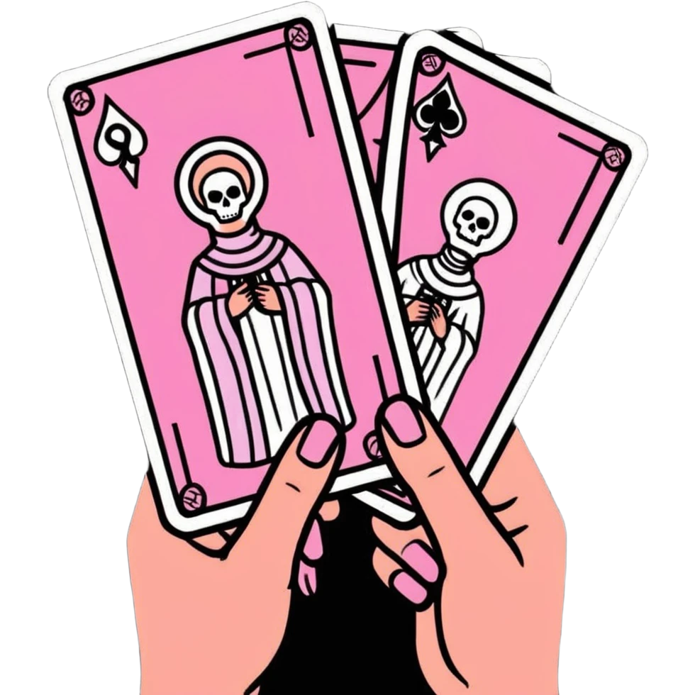 a hand of pink tarot cards emoji