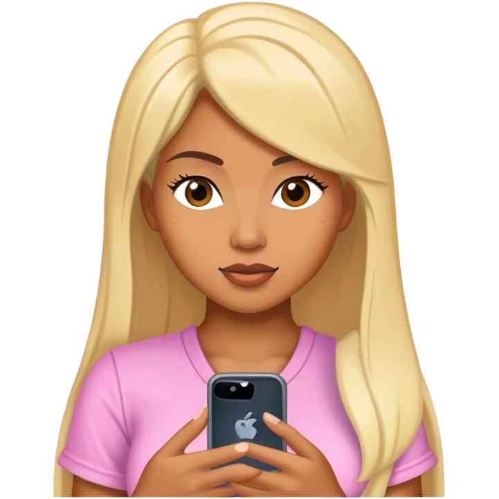 Nicki holding her phone emoji