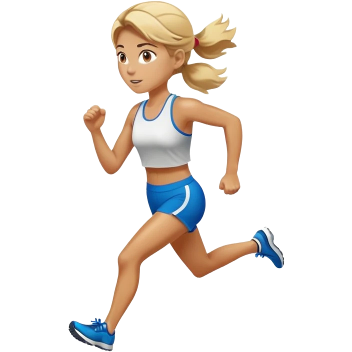 Young woman blonde brown hair running marathon emoji
