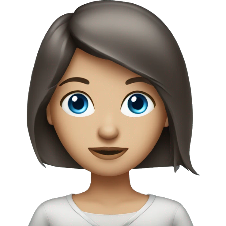 Brunette girl blue eyes with laptop emoji