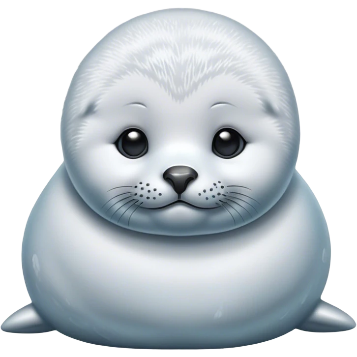 Cinematic Noble Baby Seal Portrait Emoji, Poised and endearing, with a round, plump body of soft, glistening fur, large, soulful eyes and a delicate, slightly rounded head accented by chubby cheeks, Simplified yet sharp and sophisticated features, highly detailed, glowing with a gentle, polar mist glow, high shine, intelligent and watchful, stylized with an air of arctic charm, focused and gentle, soft glowing outline, capturing the essence of a watchful and confident baby seal that appears ready to pop out of the screen with playful grace! emoji