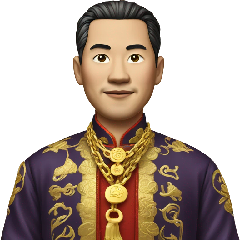rich chinese man with gold chain in national dress emoji