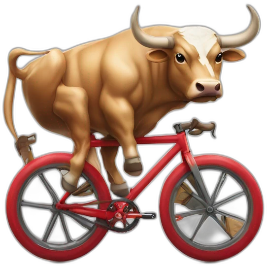 bull riding red fixed gear bicycle whith bullhorn wheel emoji