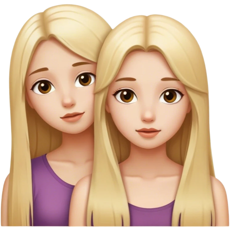 Pumped-up, realism, blonde straight long hair, sfw intimate pose girls emoji