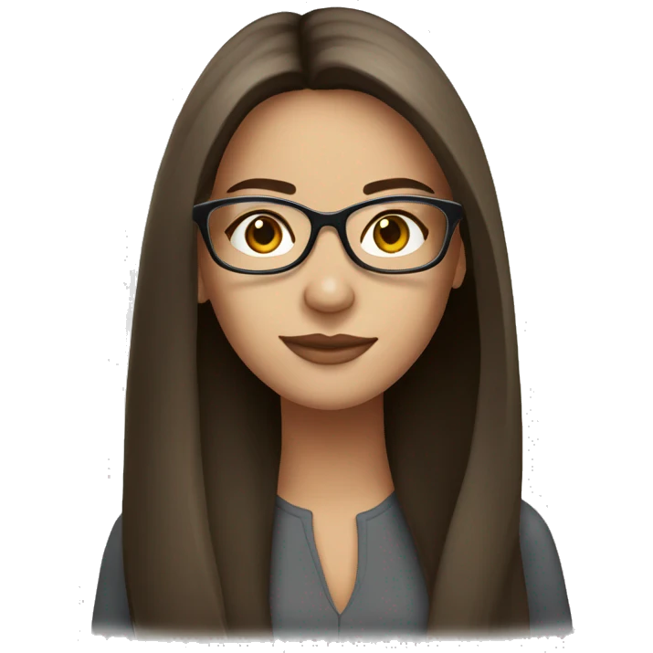 Beautiful brunette straight long hair with white frame glasses emoji