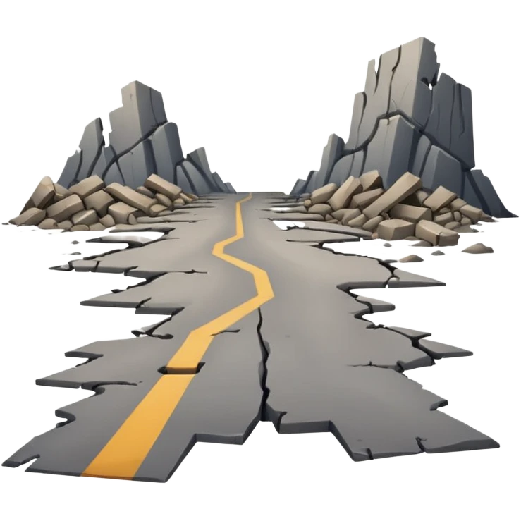 ruined town with horizontal destroyed road emoji